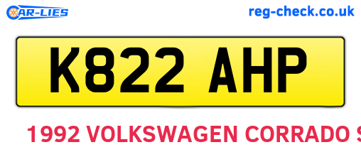 K822AHP are the vehicle registration plates.