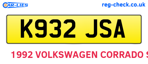 K932JSA are the vehicle registration plates.