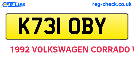 K731OBY are the vehicle registration plates.