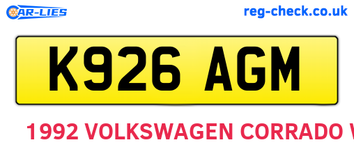 K926AGM are the vehicle registration plates.