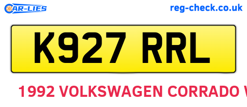K927RRL are the vehicle registration plates.