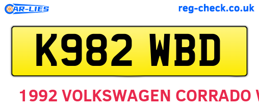 K982WBD are the vehicle registration plates.