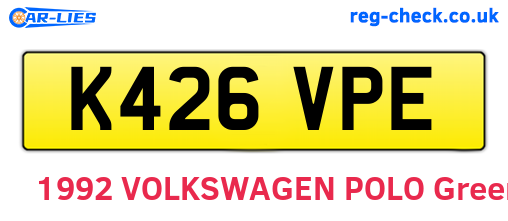 K426VPE are the vehicle registration plates.