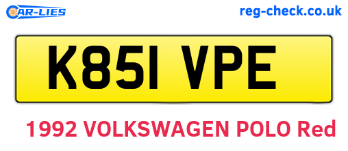 K851VPE are the vehicle registration plates.