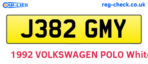 J382GMY are the vehicle registration plates.