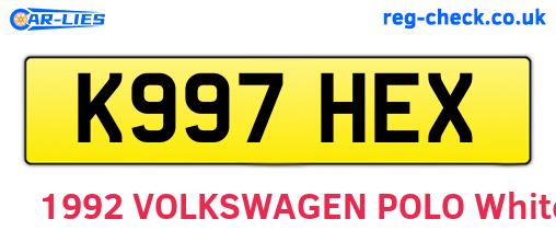 K997HEX are the vehicle registration plates.
