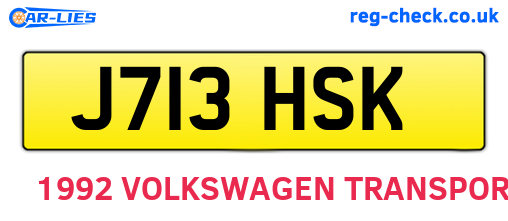 J713HSK are the vehicle registration plates.