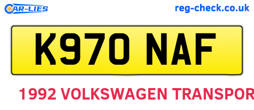 K970NAF are the vehicle registration plates.