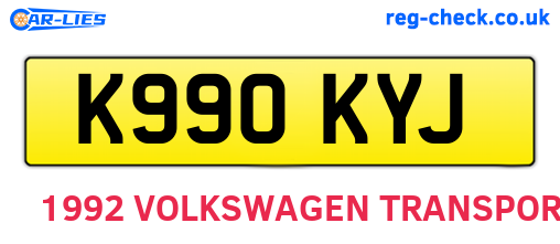 K990KYJ are the vehicle registration plates.