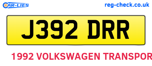 J392DRR are the vehicle registration plates.