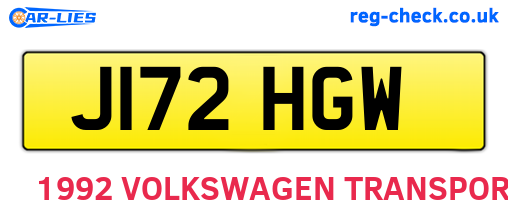 J172HGW are the vehicle registration plates.