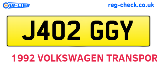 J402GGY are the vehicle registration plates.