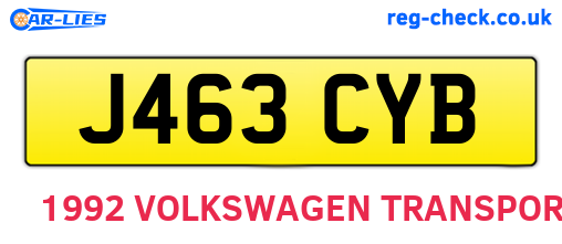 J463CYB are the vehicle registration plates.