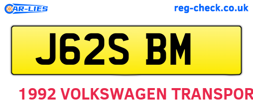 J62SBM are the vehicle registration plates.