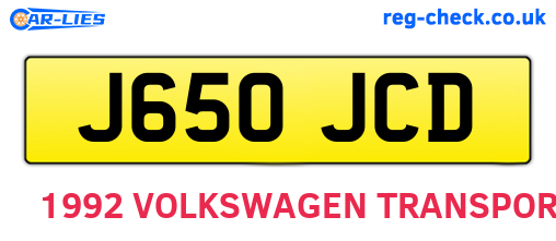 J650JCD are the vehicle registration plates.