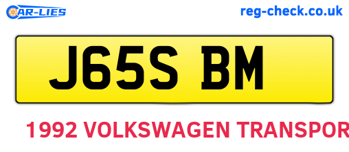 J65SBM are the vehicle registration plates.