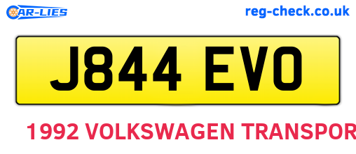 J844EVO are the vehicle registration plates.
