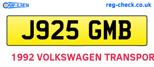 J925GMB are the vehicle registration plates.