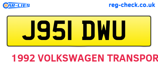 J951DWU are the vehicle registration plates.