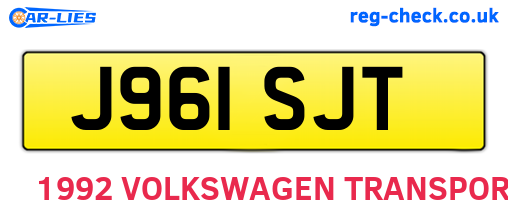 J961SJT are the vehicle registration plates.