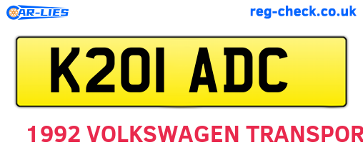 K201ADC are the vehicle registration plates.