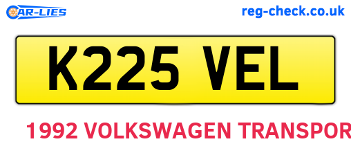 K225VEL are the vehicle registration plates.