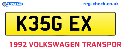 K35GEX are the vehicle registration plates.