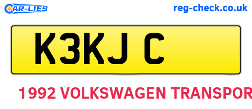 K3KJC are the vehicle registration plates.