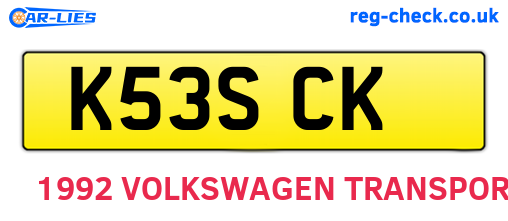 K53SCK are the vehicle registration plates.