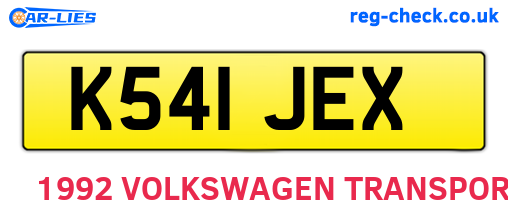 K541JEX are the vehicle registration plates.