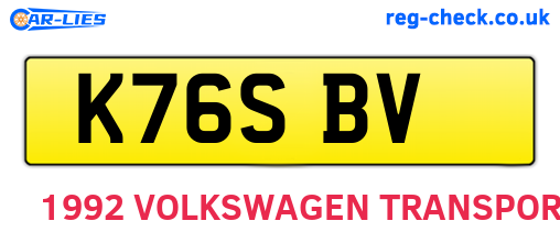K76SBV are the vehicle registration plates.