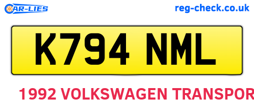 K794NML are the vehicle registration plates.