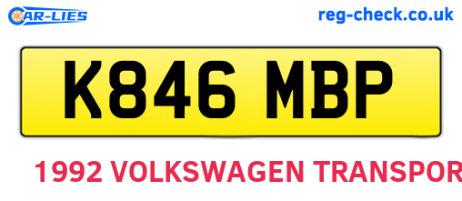 K846MBP are the vehicle registration plates.