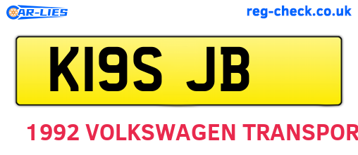 K19SJB are the vehicle registration plates.