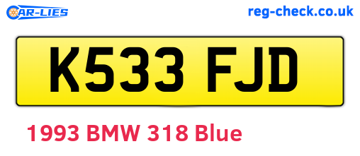 K533FJD are the vehicle registration plates.