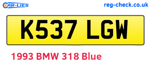 K537LGW are the vehicle registration plates.