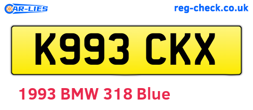 K993CKX are the vehicle registration plates.