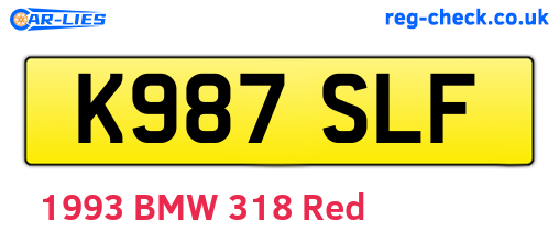 K987SLF are the vehicle registration plates.