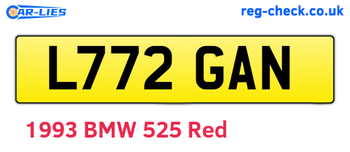 L772GAN are the vehicle registration plates.