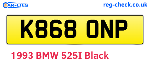 K868ONP are the vehicle registration plates.