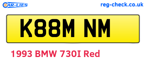 K88MNM are the vehicle registration plates.