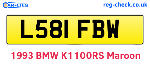 L581FBW are the vehicle registration plates.