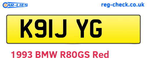 K91JYG are the vehicle registration plates.