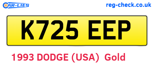 K725EEP are the vehicle registration plates.