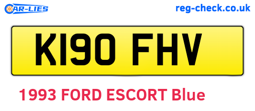 K190FHV are the vehicle registration plates.