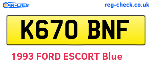 K670BNF are the vehicle registration plates.