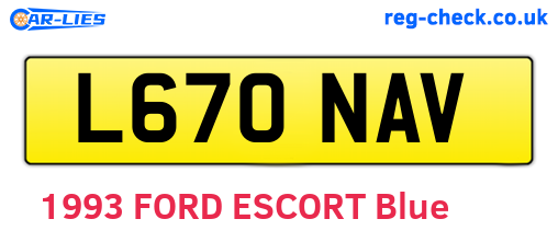 L670NAV are the vehicle registration plates.