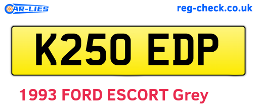 K250EDP are the vehicle registration plates.