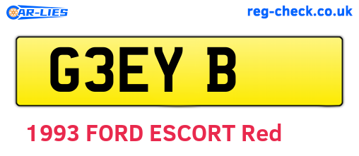 G3EYB are the vehicle registration plates.