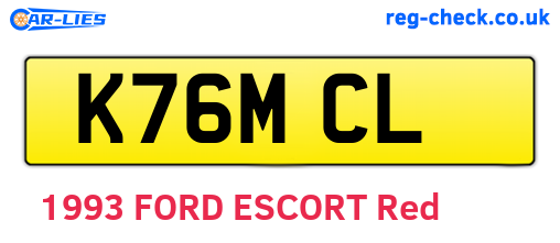 K76MCL are the vehicle registration plates.